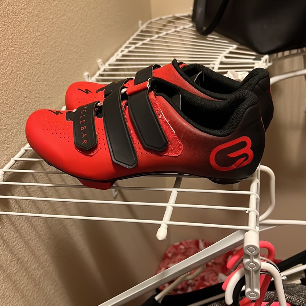 Cyclebar branded spin shoes - delta cleats attached
